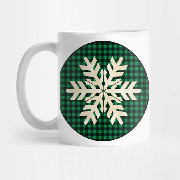 Snowflake silhouette over a black and green tile pattern by AtelierRillian